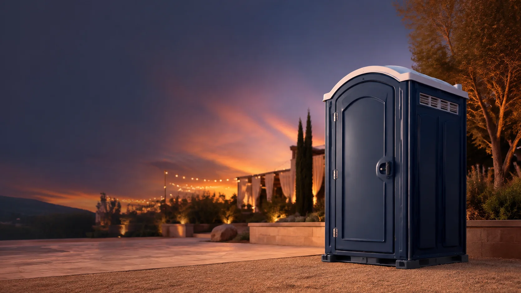 Portable restroom shown for rental planning in Parker, CO